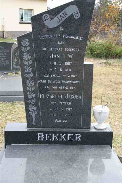 BEKKER Jan H.W. 1907-1971 &amp; Elizabeth Jacoba PEYPER 1917-2003