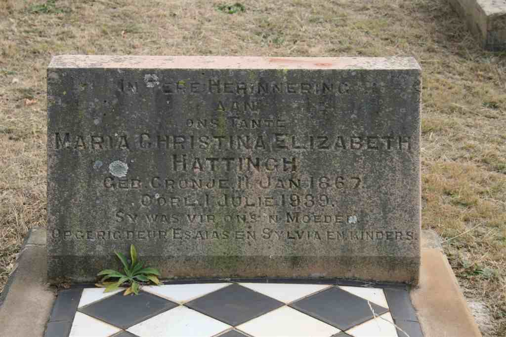 HATTINGH Maria Christina Elizabeth 1867-1939