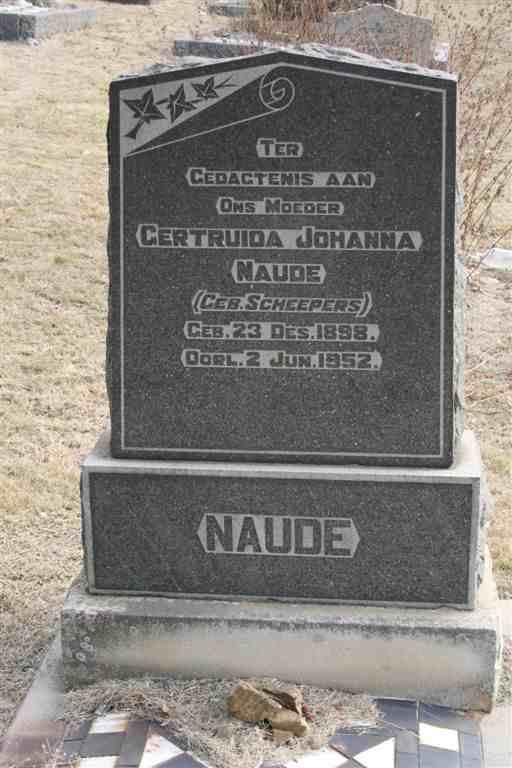 NAUDE Gertruida Johanna nee SCHEEPERS 1898-1952
