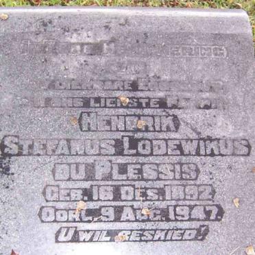 PLESSIS Hendrik Stephanus Lodewikus, du 1892-1947