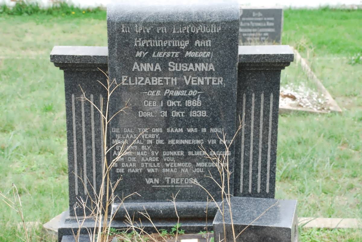 VENTER Anna Susanna Elizabeth nee PRINSLOO 1866-1939