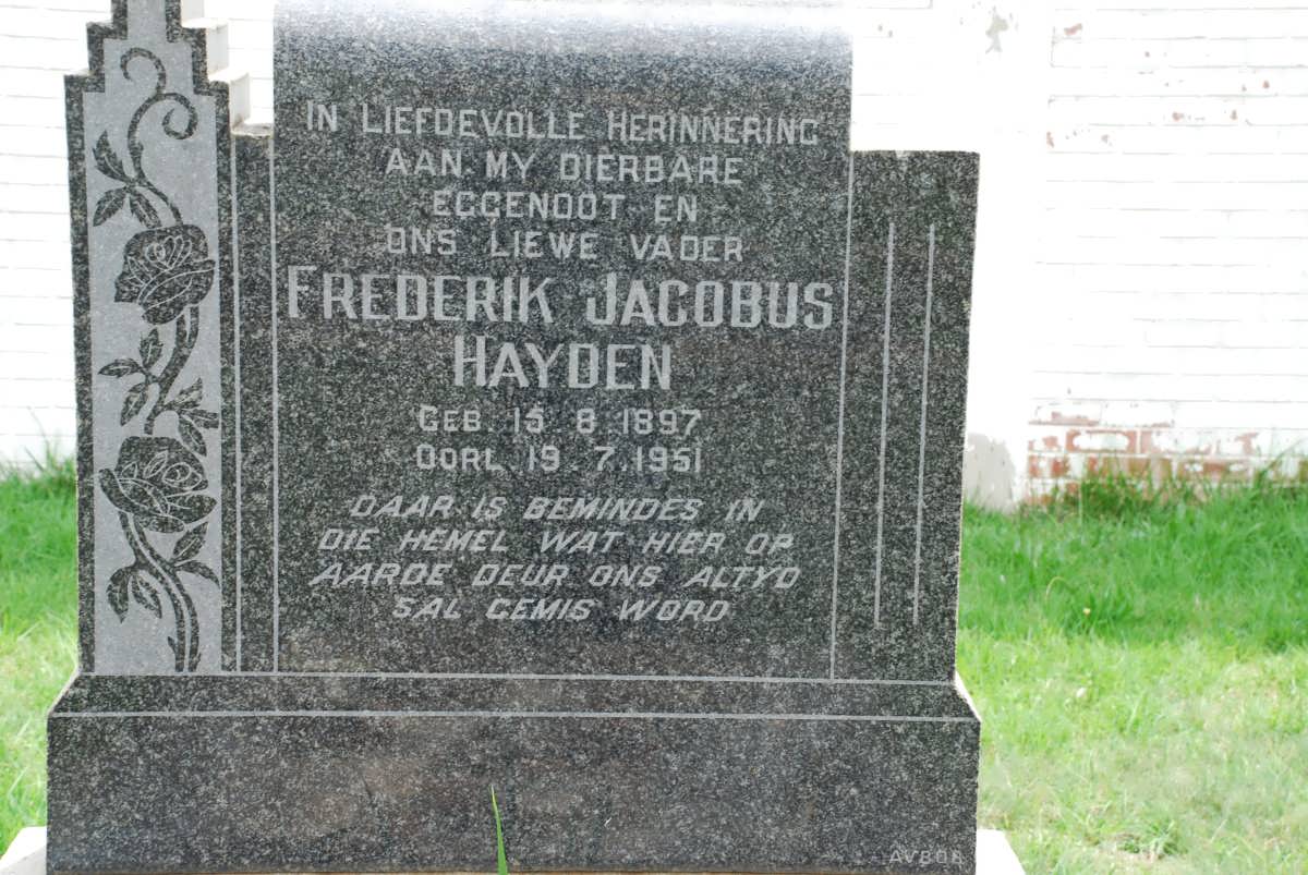 HAYDEN Frederik Jacobus 1897-1951