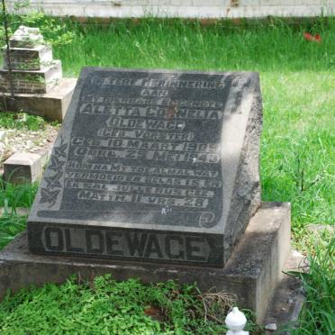 OLDEWAGE Aletta Cornelia nee VORSTER 1909-1943