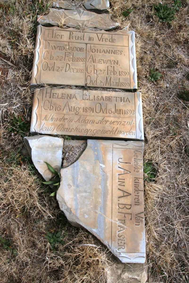 FRASER David Jacob 1888-1888 :: FRASER Johannes Alewyn 1889-1889 :: FRASER Helena Elisabetha 1891-1893