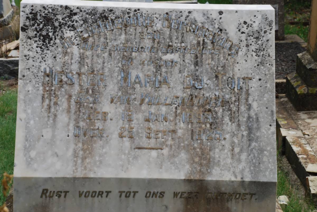 TOIT Hester Maria, du nee VAN VOLLENHOVEN 1893-1925