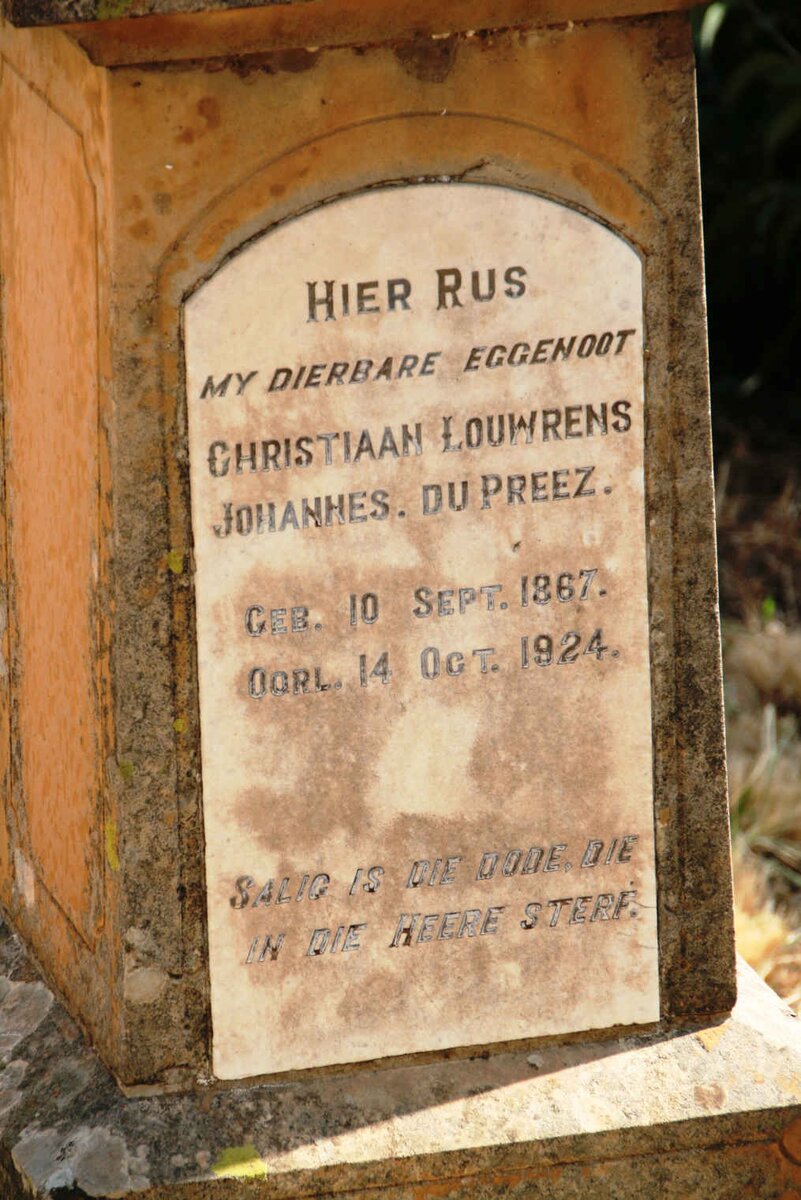 PREEZ Christiaan Louwrens Johannes, du 1867-1924