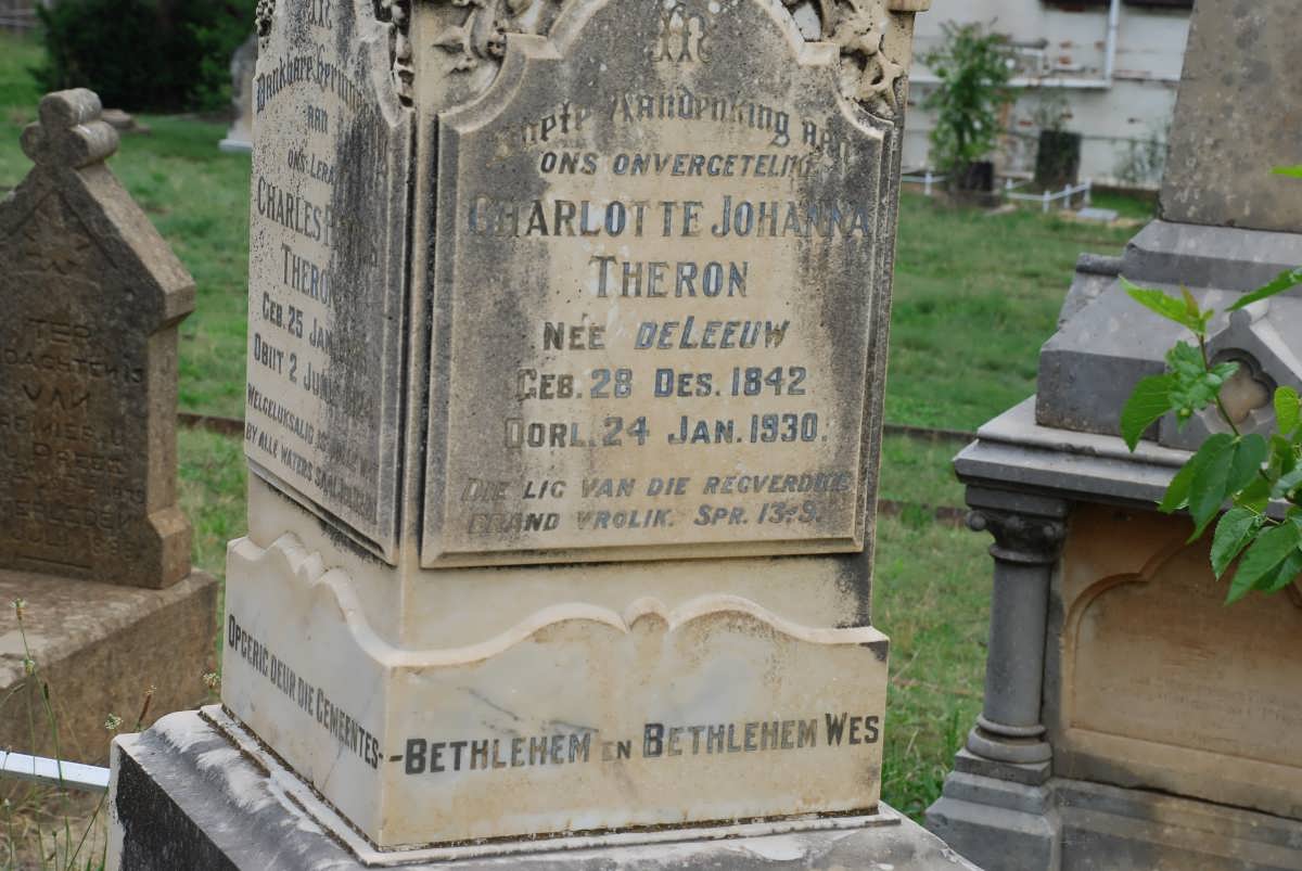 THERON Charlotte Johanna nee DE LEEUW 1842-1930