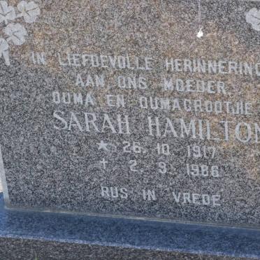 HAMILTON Sarah 1917-1986