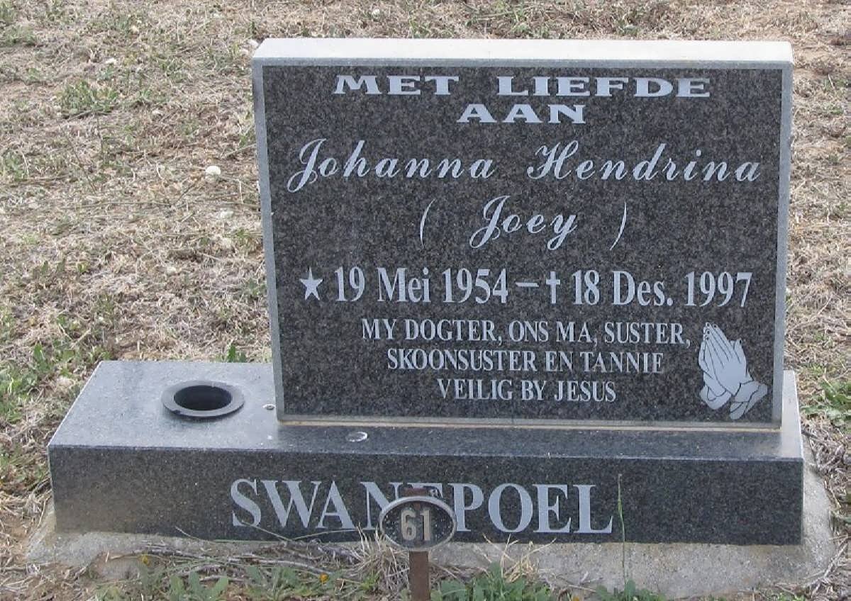 SWANEPOEL Johanna Hendrina 1954-1997