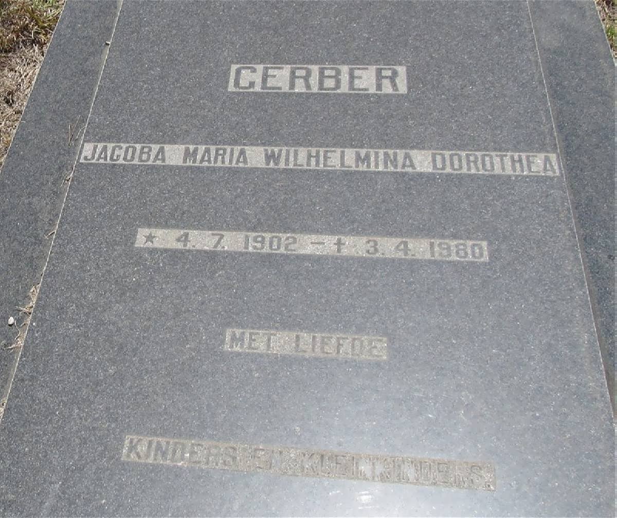 GERBER Jacoba Maria Wilhelmina Dorothea 1902-1980