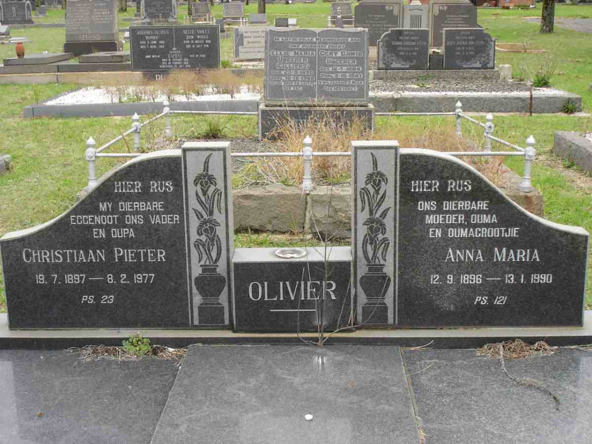 OLIVIER Christiaan Pieter 1897-1977 &amp; Anna Maria 1896-1990