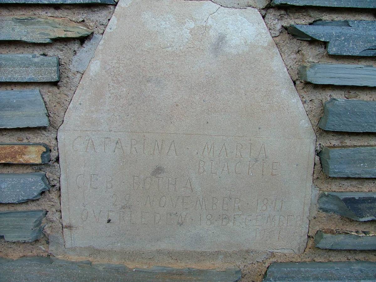 BLACKIE Catarina Maria nee BOTHA 1871-1901