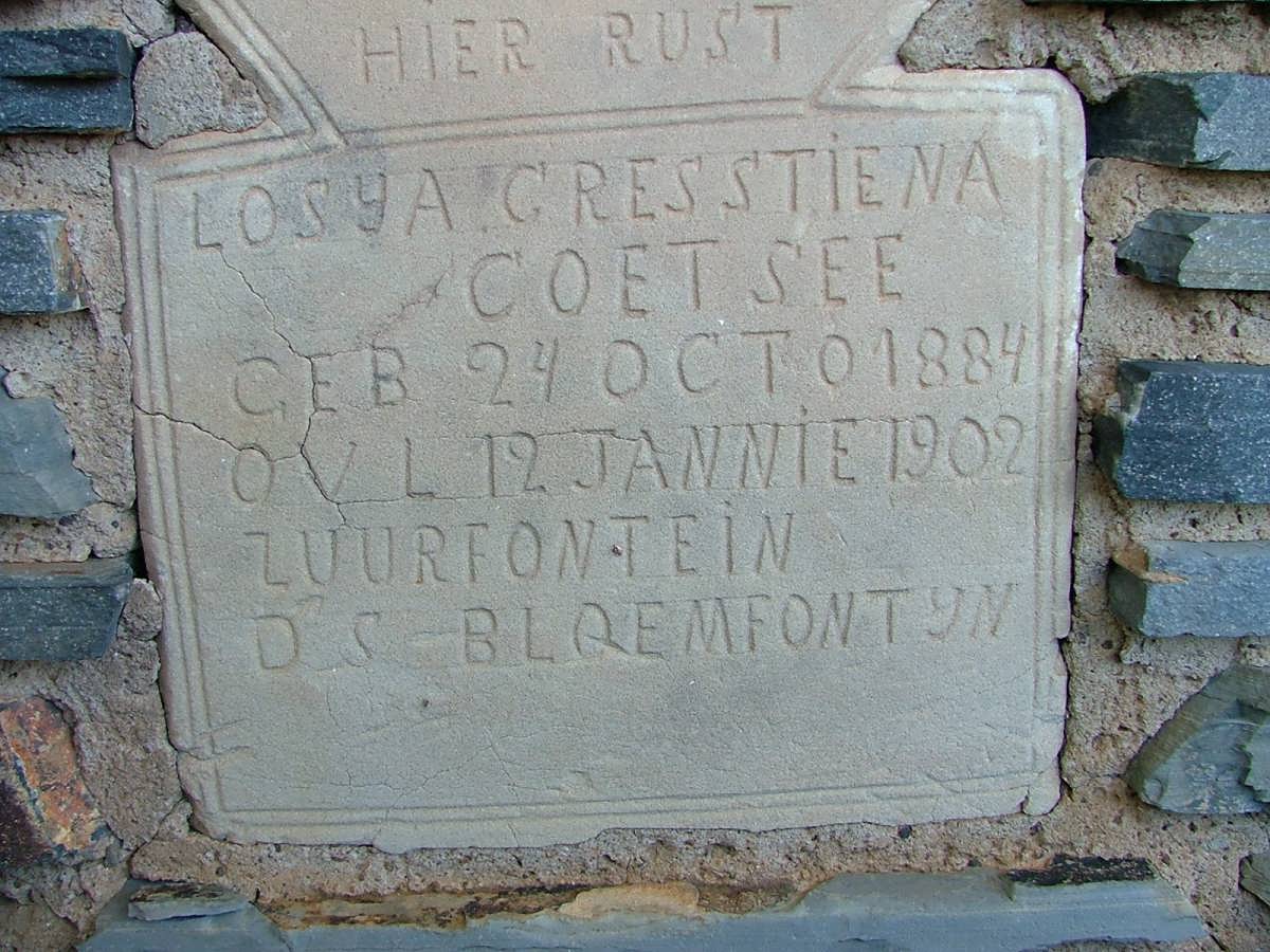 COETSEE Losya Cresstiena 1884-1902