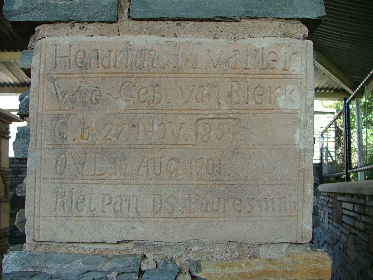 MERWE Hendrina M., v.d. nee VAN BLERK 1854-1901