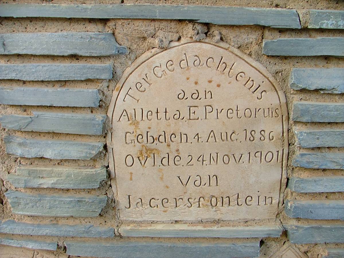 PRETORUIS Alletta E. 1886-1901