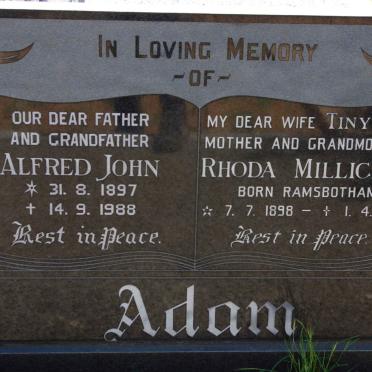 ADAM Alfred John 1897-1988 &amp; Rhoda Millicent RAMSBOTHAM 1898-1985