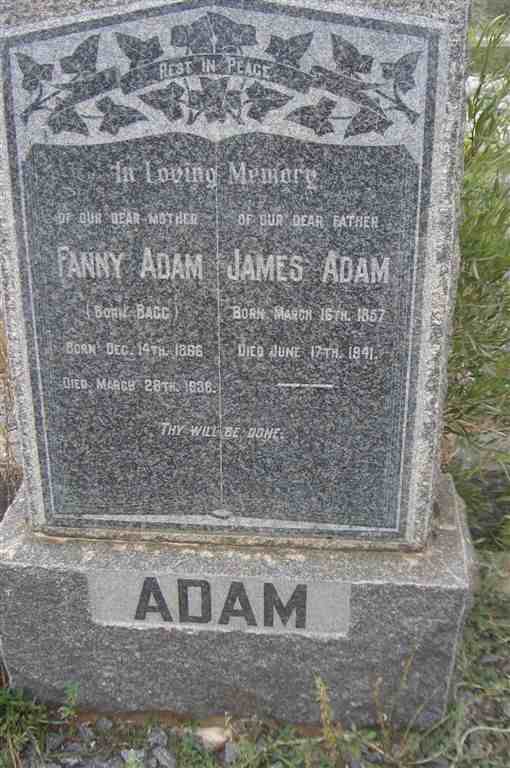 ADAM James 1857-1941 &amp; Fanny BAGG 1866-1938