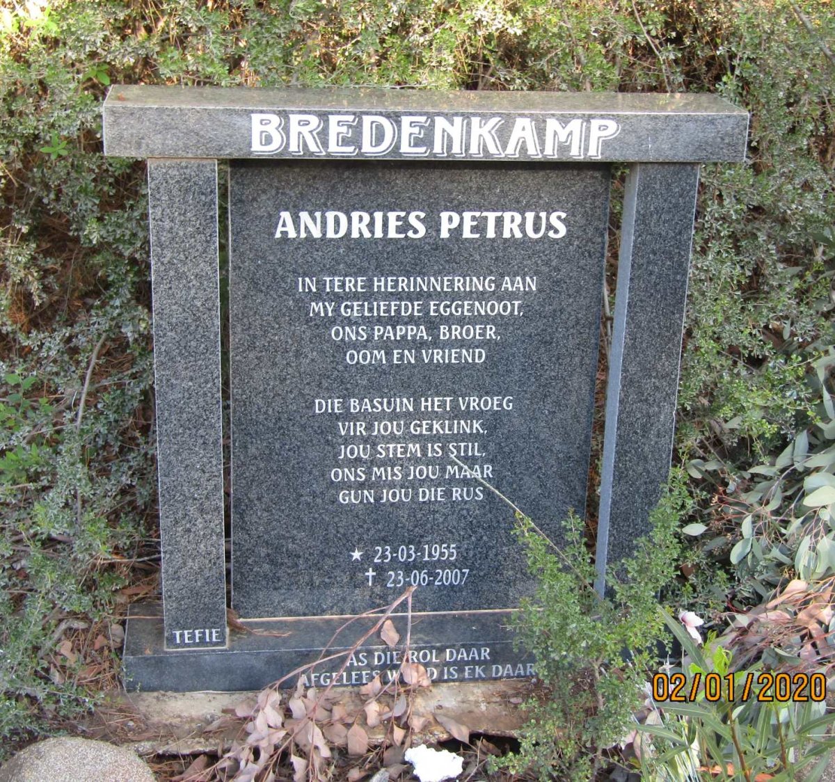 BREDENKAMP Andries Petrus 1955-2007
