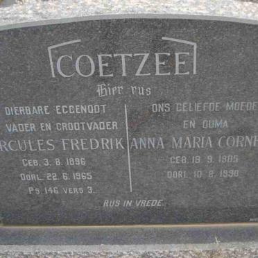 COETZEE Hercules Fredrik 1896-1965 &amp; Anna Maria Cornelia 1905-1990