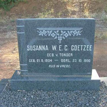 COETZEE Susanna W.E.C. nee V. TONDER 1904-1990