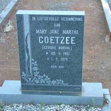 COETZEE Mary Jane Martha nee NORVAL 1901-1979