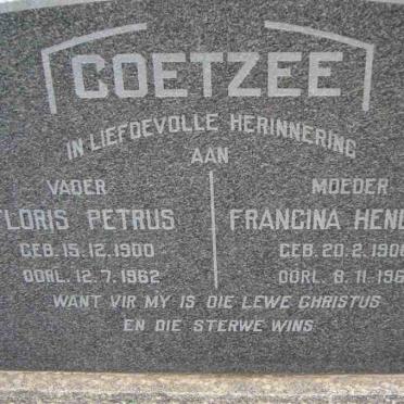 COETZEE Floris Petrus 1900-1962 &amp; Francina Hendrina 1906-1966