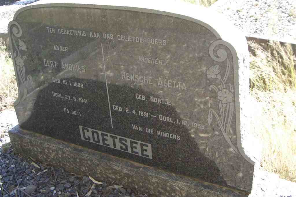 COETSEE Gert Andries 1889-1941 &amp; Rensche Aletta NORTJE 1891-1955