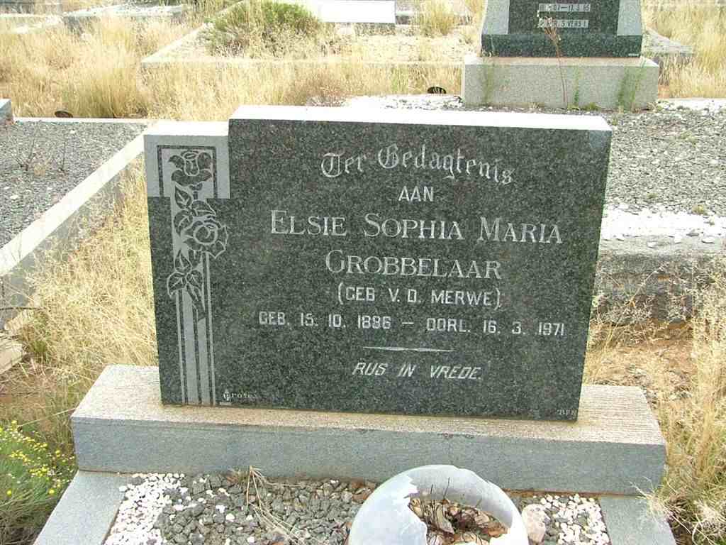 GROBBELAAR Elsie Sophia Maria nee V.D. MERWE 1886-1971