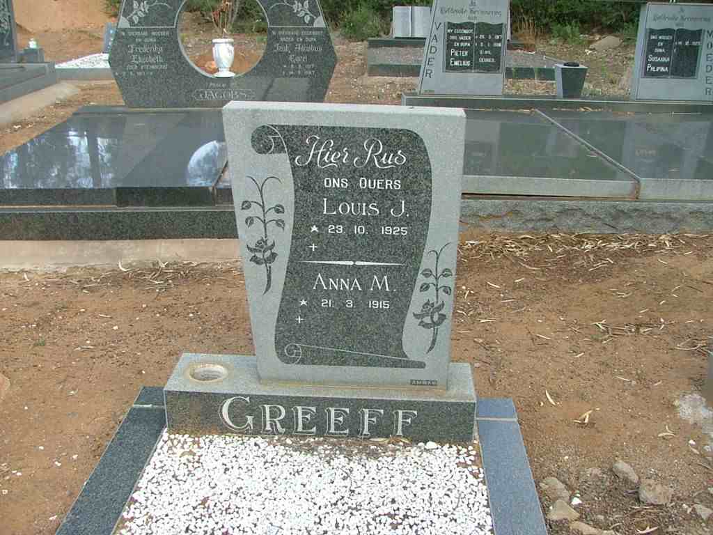GREEFF Louis J. 1925- &amp; Anna M. 1915-