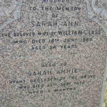 GLASS Sarah Ann -1880 :: GLASS Sarah Annie -1873