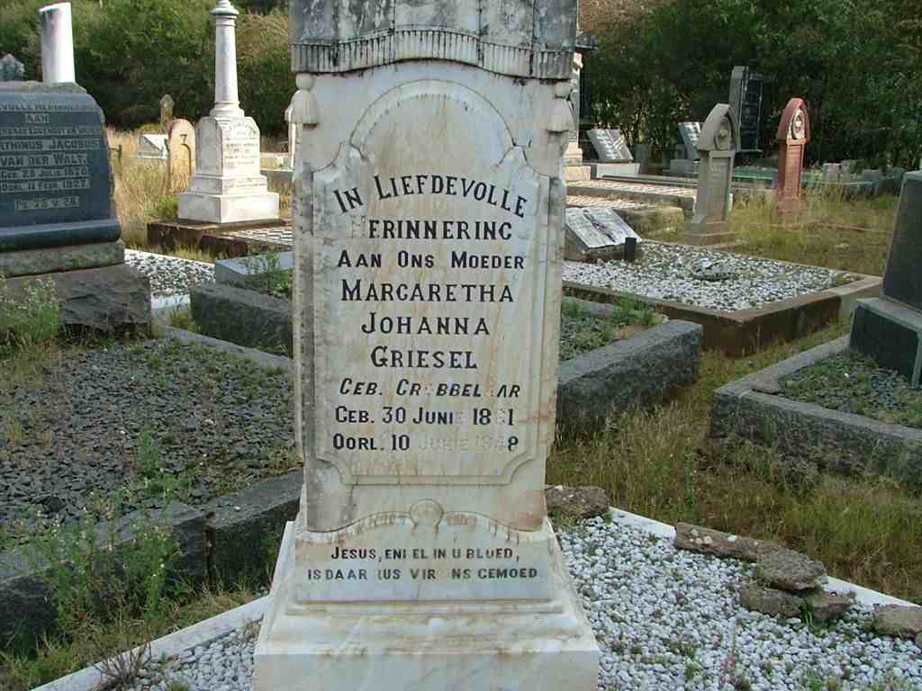 GRIESEL Margaretha Johanna nee GROBBELAAR 1861-1948
