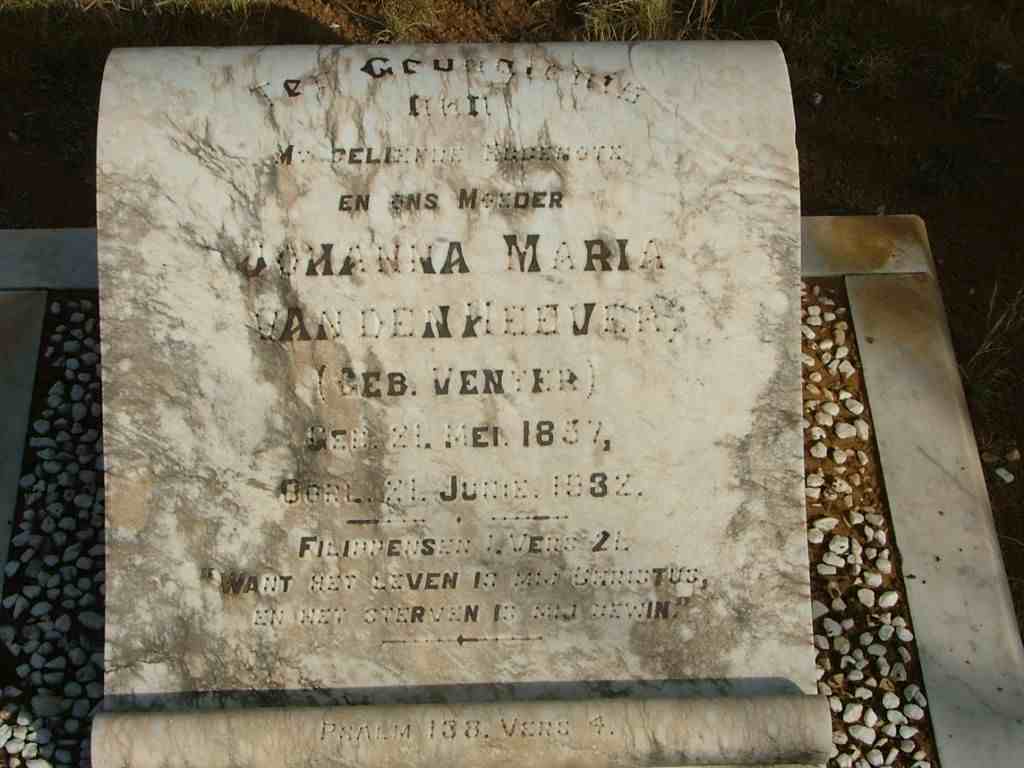 HEEVER Johanna Maria, van den nee VENTER 1857-1932