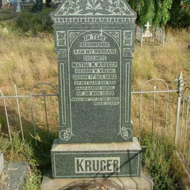 KRUGER Matha M. nee V. VREDE 1882-1923