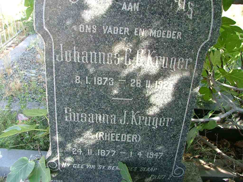 KRUGER Johannes C.G. 1873-1925 &amp; Susanna J. RHEEDER 1877-1947