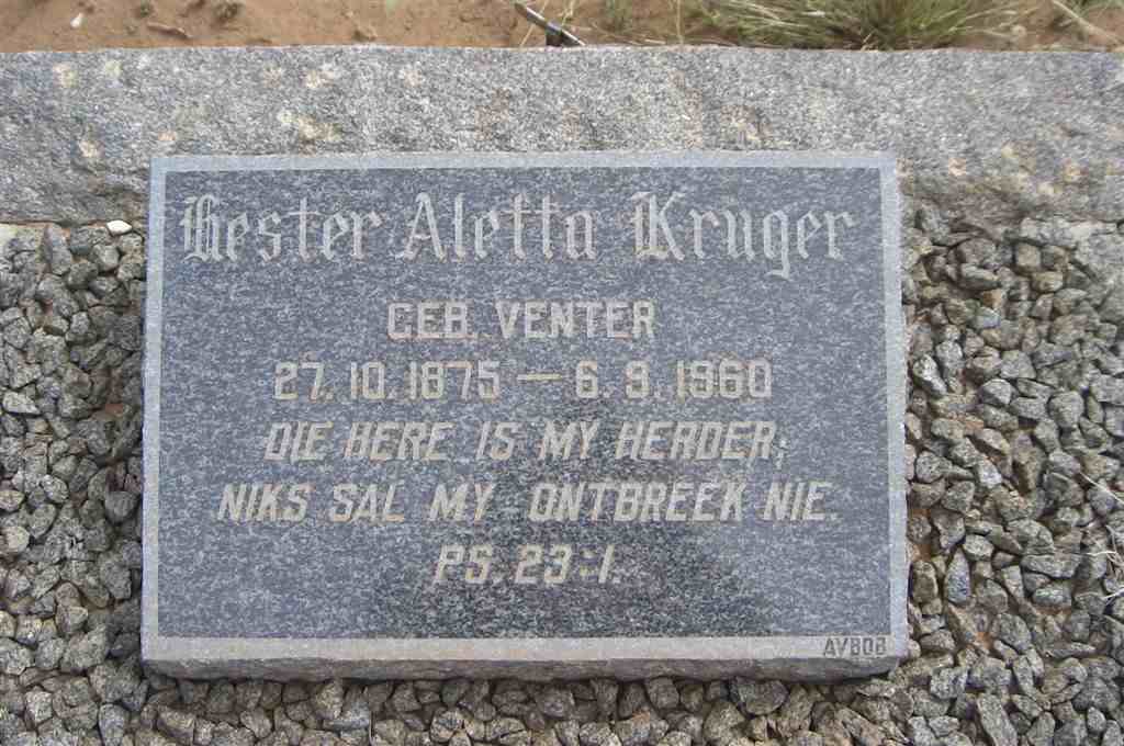 KRUGER Hester Aletta nee VENTER 1875-1960
