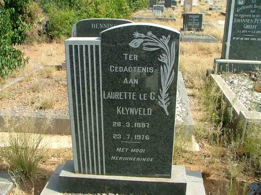 KLYNVELD Laurette Le G. 1887-1976