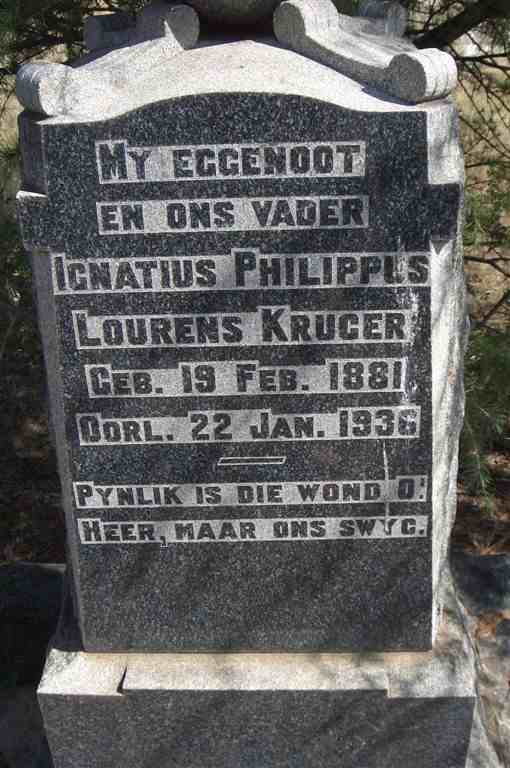 KRUGER Ignatius Philippus Lourens 1881-1936