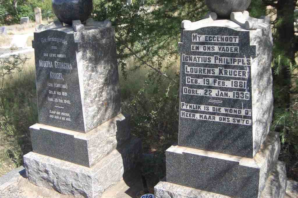 KRUGER Ignatius Philippus Lourens 1881-1936 &amp; Martha Georgina FERREIRA 1891-1940