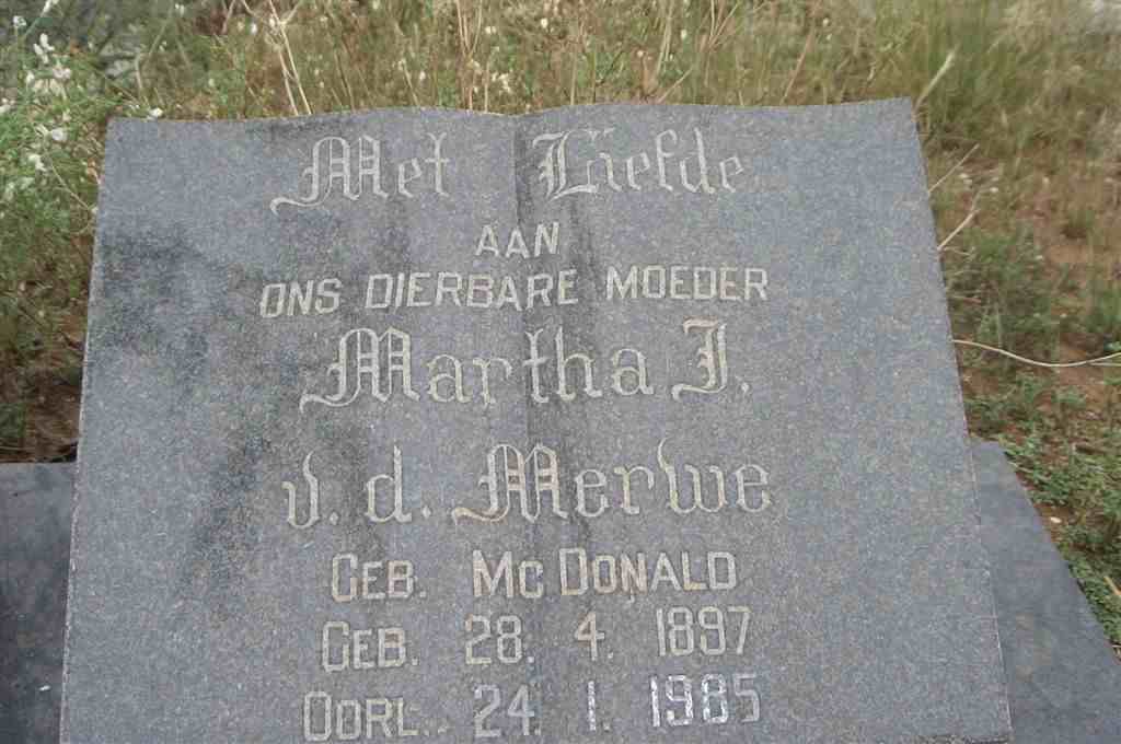 MERWE Martha J., v.d. nee McDONALD 1897-1985