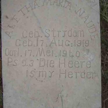 NAUDE Aletha Maria nee STRYDOM 1919-1940