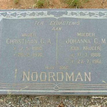 NOORDMAN Christiaan G.A. 1880-1970 &amp; Johanna C.M. Kruger 1888-1961
