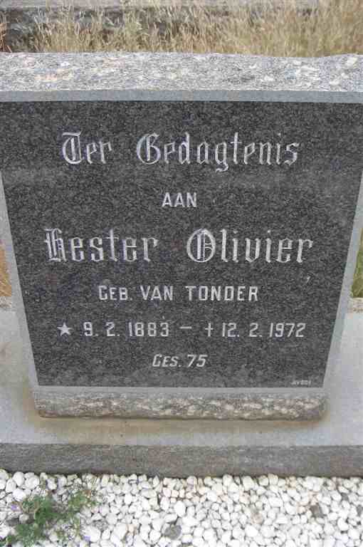 OLIVIER Hester nee VAN TONDER 1883-1972
