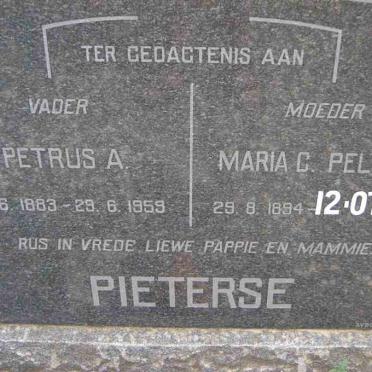 PIETERSE Petrus A. 1883-1959 &amp; Maria C. PELSER 1894-1983