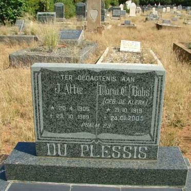 PLESSIS J.A., du 1905-1989 &amp; Maria C. DE KLERK 1919-2005