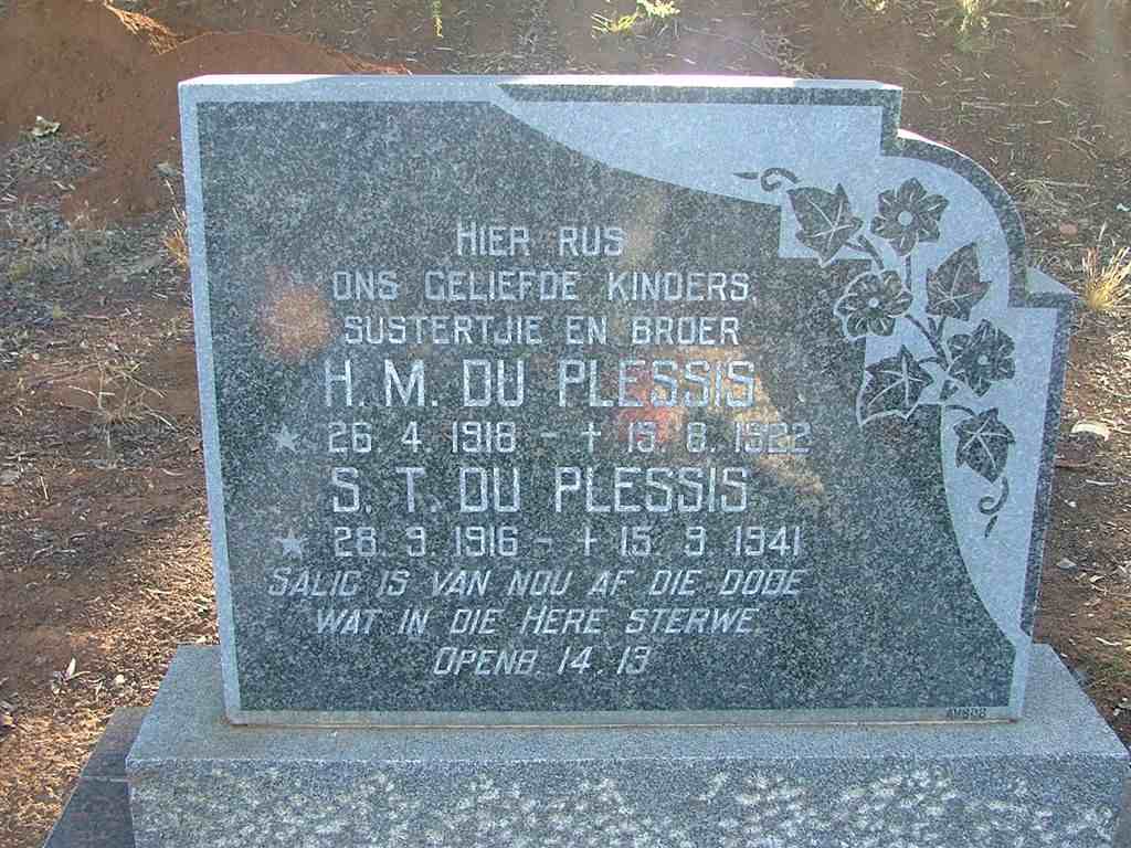 PLESSIS H.M., du 1918-1922 :: DU PLESSIS S.T. 1916-1941