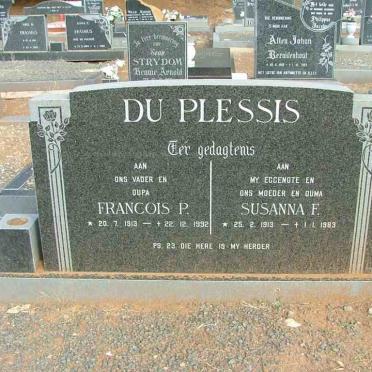 PLESSIS Francois P., du 1913-1992 &amp; Susanna F. 1913-1983