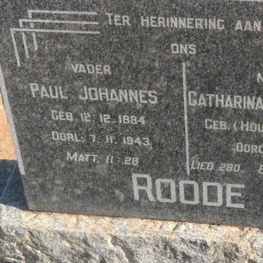 ROODE Paul Johannes 1884-1943 &amp; Catharina Sophia Maria HOUGH 1880-1957