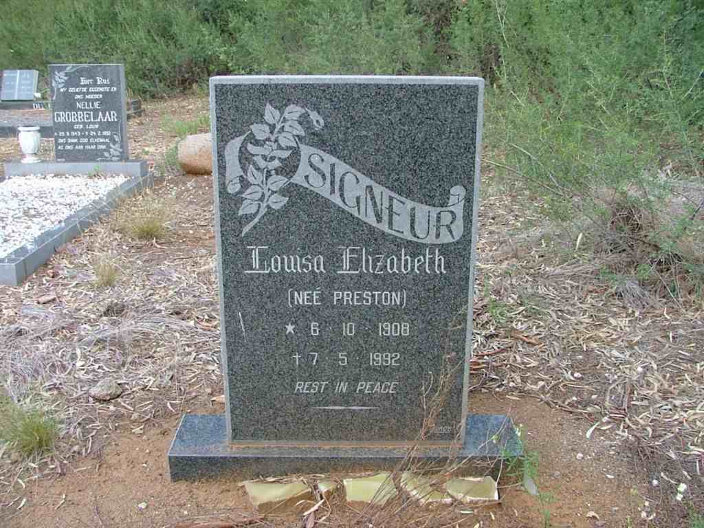SIGNEUR Louisa Elizabeth nee PRESTON 1908-1992