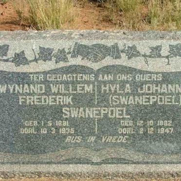 SWANEPOEL Wynand Willem Frederik 1891-1935 &amp; Hyla Johanna SWANEPOEL 1882-1947
