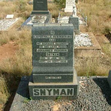 SNYMAN Johannes Hendrik 1879-1936 &amp; Susanna E.S. DU PLOOY previously SNYMAN nee COETSEE 1881-1971